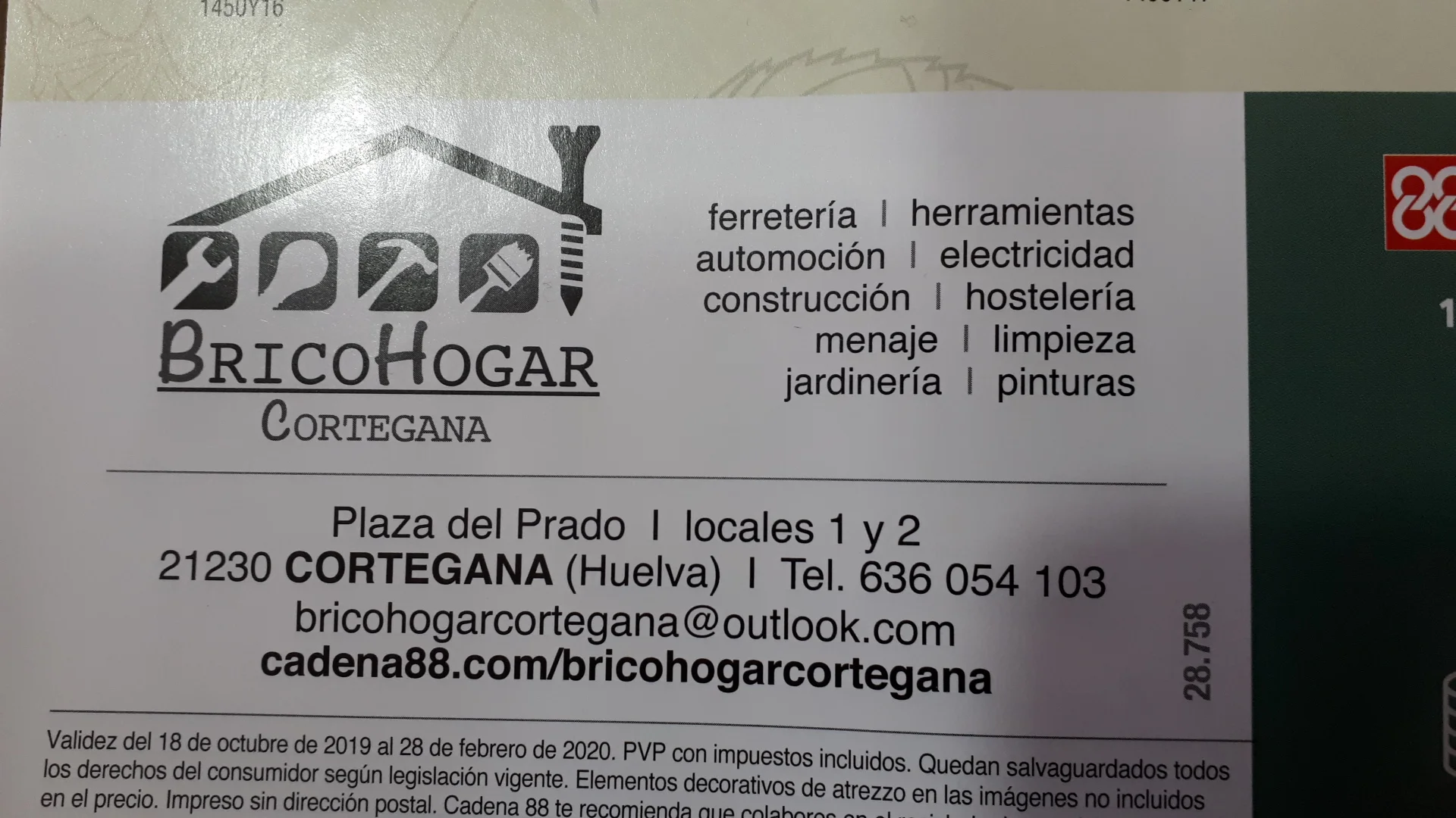 Foto 5 de BricoHogar Cortegana- Cadena 88 Ferreterías