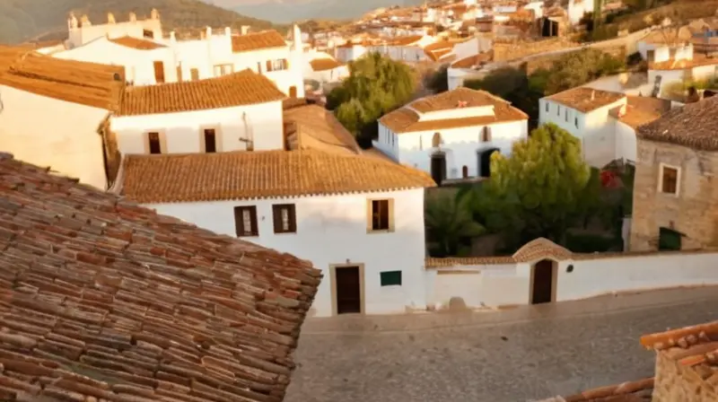 En la plaza de Aracena, gentes miraban sus teléfonos móviles mientras el sol declinaba sobre edificios de piedra y azulejos