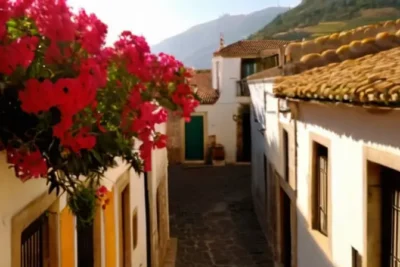 Aracena ofrece un paisaje pintoresco de casas blancas en calles empedradas rodeadas de olivos y arbustos floridos