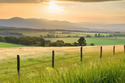 Un campo verde y pacífico con un cielo claro y una vista infinita de la naturaleza en perfecto equilibrio