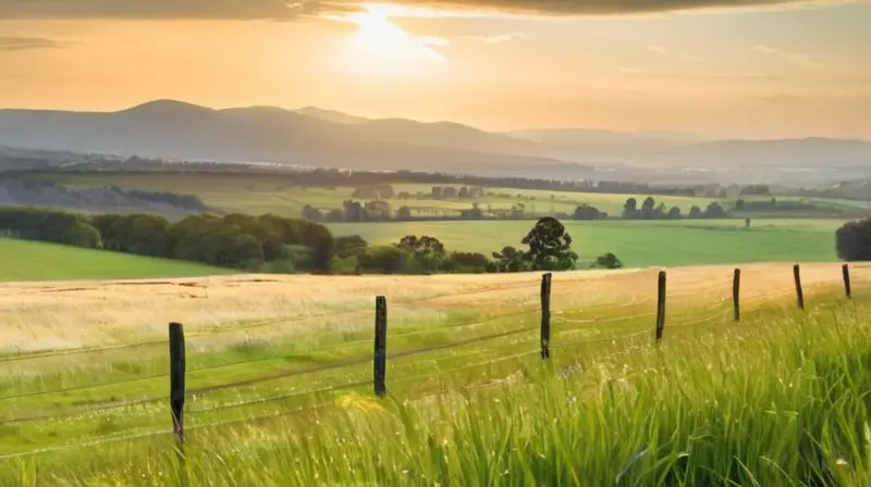 Un campo verde y pacífico con un cielo claro y una vista infinita de la naturaleza en perfecto equilibrio