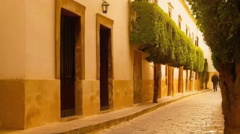 El antiguo y el moderno coexisten en armonía en las calles de Aracena bajo la luz cálida del atardecer