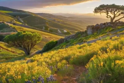 La tierra de Andalucía presentaba un paisaje desértico con colinas áridas y matorrales