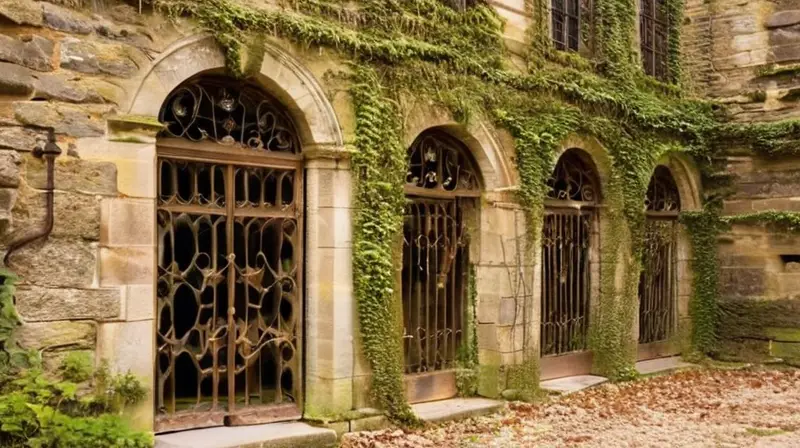 Las ruinas de la construcción muestran signos visibles de abandono y erosión con detalles como puertas rotas y cemento desmoronado