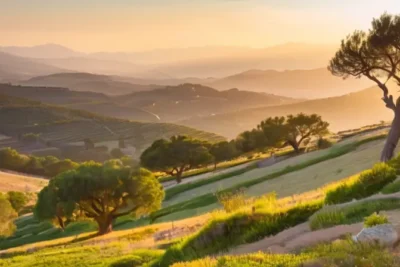 La región de Sierra de Aracena se caracteriza por una topografía árida y pedregosa con paisajes naturales y construcciones rústicas