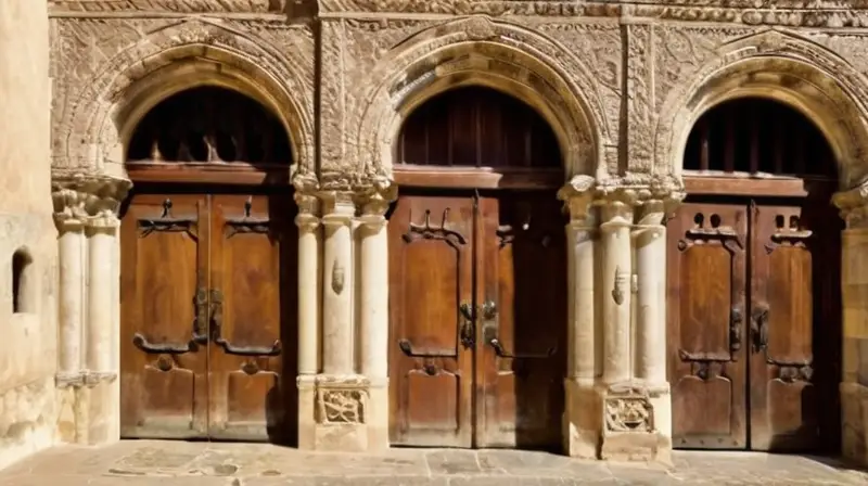 El edificio presentaba una fachada de piedra erosionada con patrones moriscos y un puerta grande con detalles elaborados