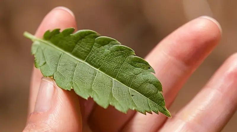 La imagen muestra una hoja de rúcula en primer plano, rodeada por un fondo difuso de tierra con raíces suaves