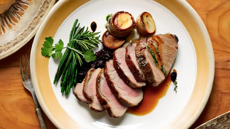 Un plato rústico con una variedad de platillos a base de caza salvaje