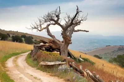 Un paisaje natural desértico con colinas rocosas