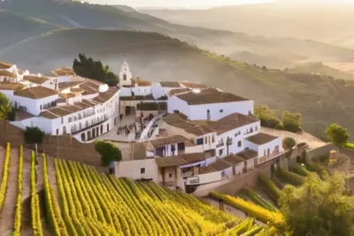 La imagen muestra un pueblo blanco de Andalucía rodeado de humo matutino