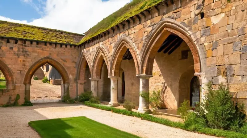 Un castillo medieval remite a una era pasada, con arcos de piedra labrados y paredes erosionadas que enfrentan el paso del tiempo