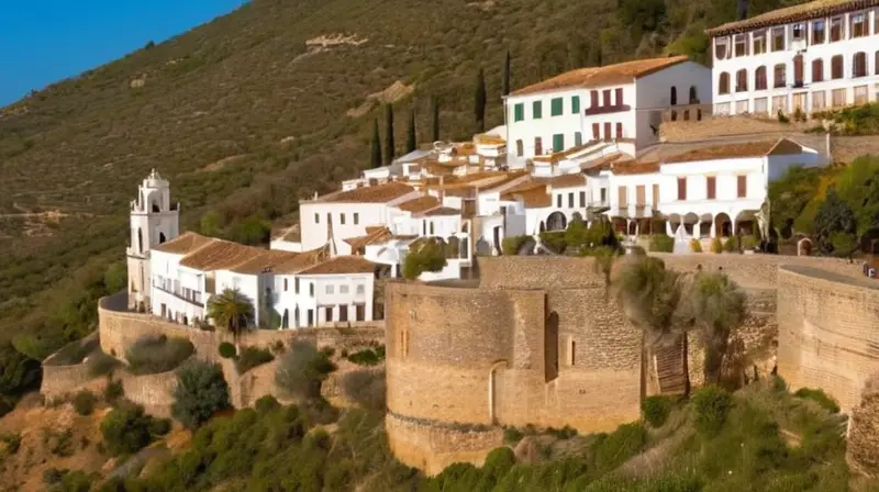 Entre las casas de piedra del antiguo pueblo esparce Andalucía una escena idílica con calles empedradas y fachadas blancas bajo el sol