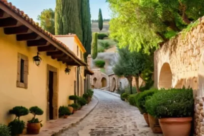 Un paisaje rural cubierto de olivos y encinas se extiende hasta el horizonte