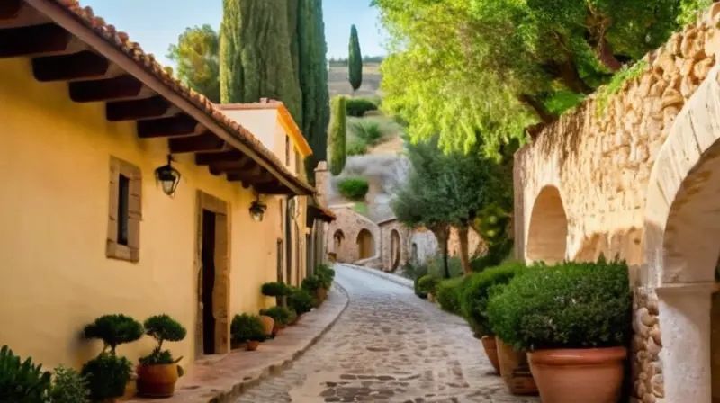 Un paisaje rural cubierto de olivos y encinas se extiende hasta el horizonte