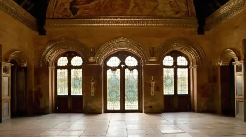 La habitación es un reflejo idílico de la arquitectura rústica y antigua con detalles ornamentales valiosos