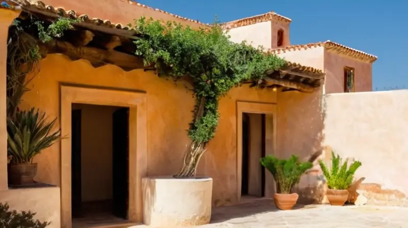 Una casa de piedra antigua con muros de adobe desgastados y tejado de madera se integra perfectamente en el entorno naturaleza circundante