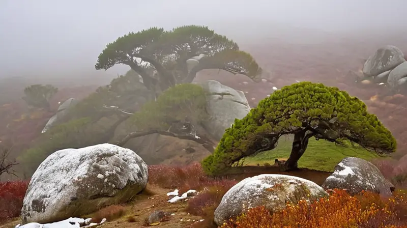 La Sierra de Aracena presenta un paisaje boscoso cubierto de nieve