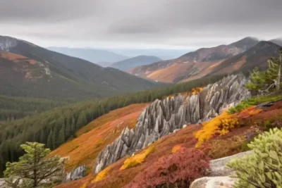 La montaña presenta una mezcla de piedra granítica