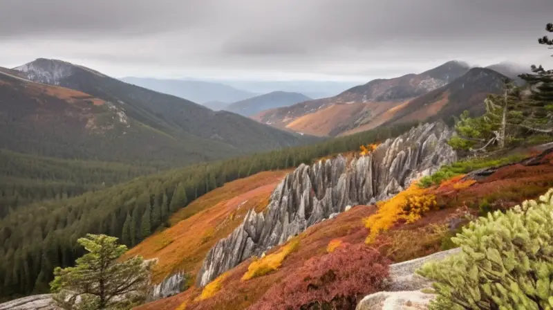 La montaña presenta una mezcla de piedra granítica