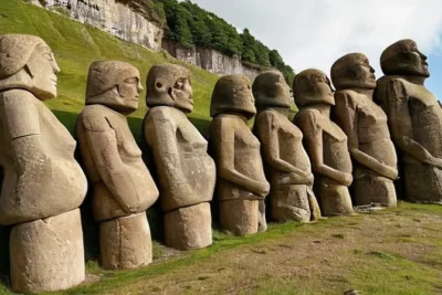 La escultura alegórica muestra un grupo de mineros con sus cuerpos esfagados y arrugados