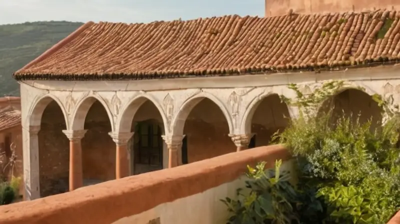 Un pueblo antiguo se aprecia desde la distancia con detalles como edificios blancos