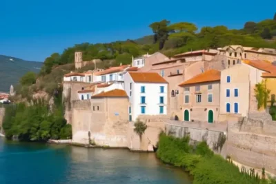 Un pueblo medieval se alza en la ladera de una valle