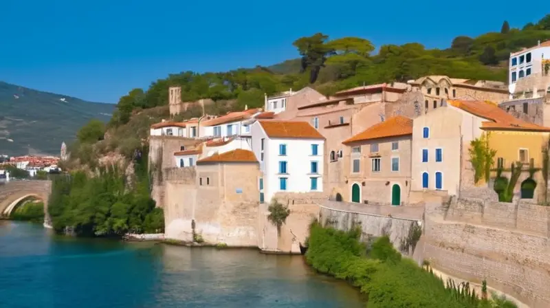 Un pueblo medieval se alza en la ladera de una valle