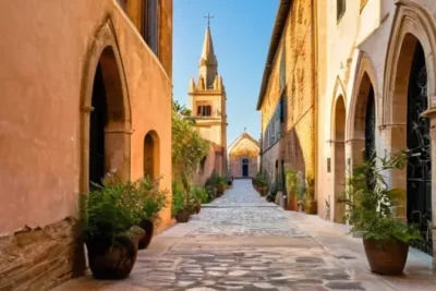 El casco antiguo de la ciudad tiene edificios grises de piedra que se elevan sobre calles empedradas gastadas