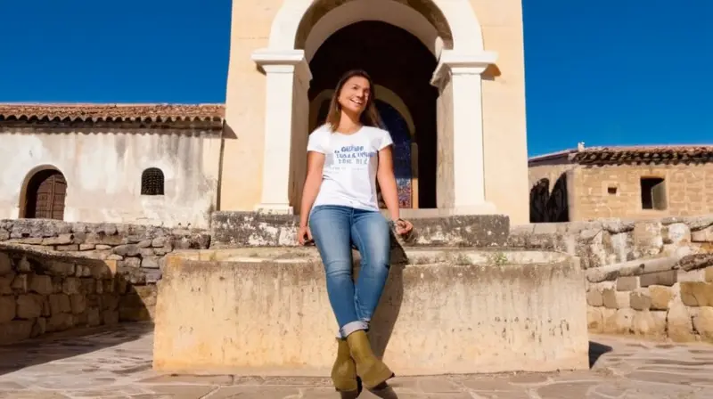 Una joven mujer camina por el centro histórico de Aracena