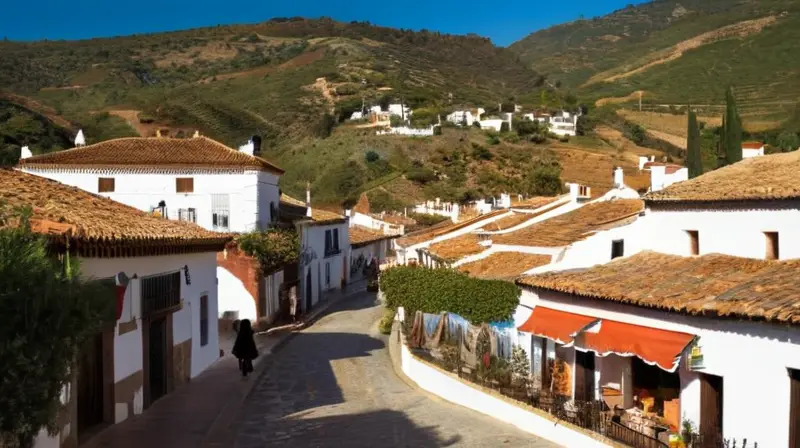 El villaje de Aracena es un paisaje idílico dominado por terrazas en declive y fachadas blancas decoradas con cerámica colorida