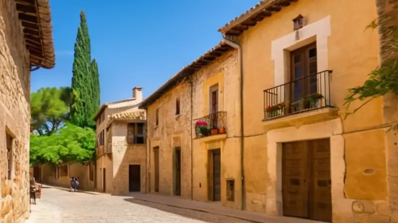 Un pueblo rural español caracterizado por sus construcciones rústicas y armonía con la naturaleza