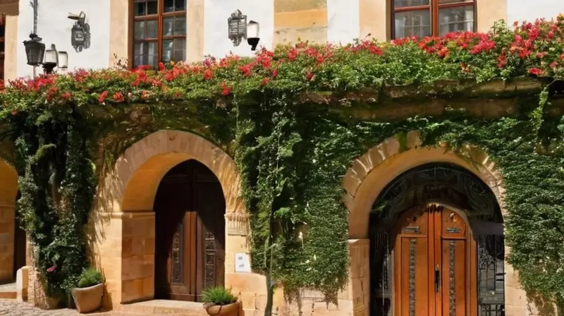 Una calle empedrada estrecha en Aracena está rodeada de edificios antiguos con paredes de piedra