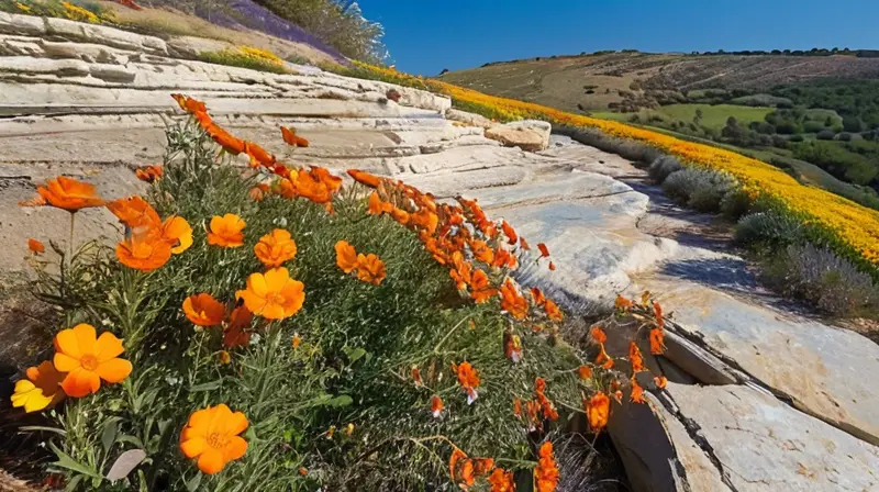 La paisaje rocoso de Aracena presenta una variedad de colores, texturas y patrones naturales en su territorio geológico