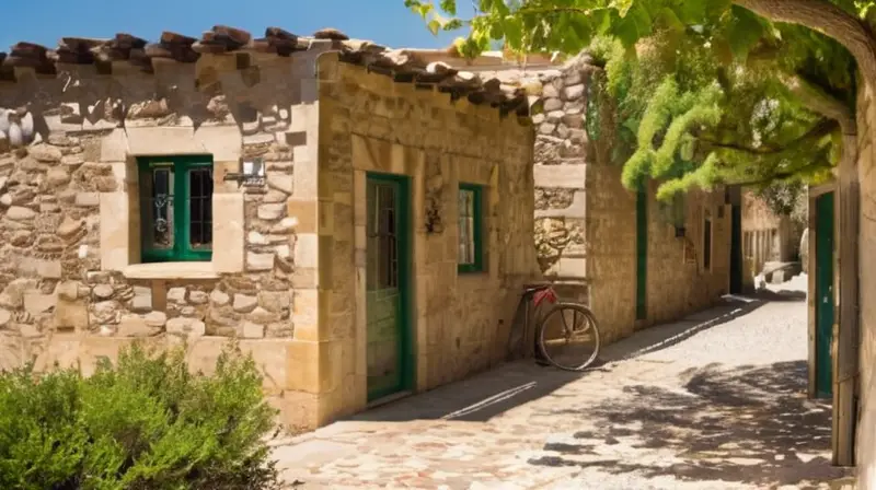 Un edificio escolar español antiguo se encuentra en medio de unos montes rústicos, con una fachada de ladrillo decrépita y tapizada de hiedra