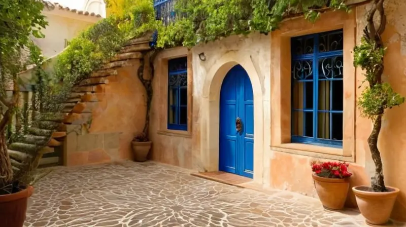 El paisaje es una amalgama de coloridos y antiguos elementos arquitectónicos como paredes, ventanas, puertas y fuentes