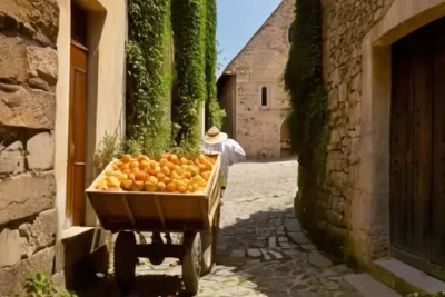 Un muro de granito encalado se funde con la arquitectura medieval del pueblo