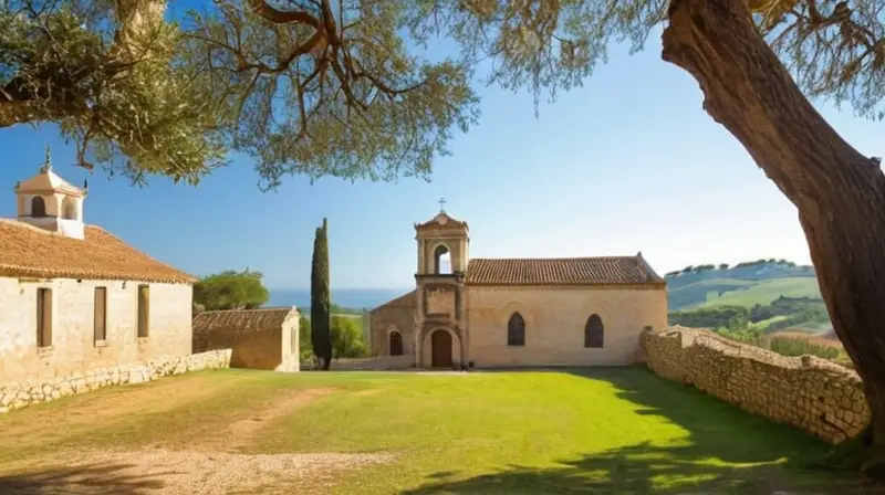 Un paisaje rural encaramado con arquitectura rupestre y olivos rodea una iglesia del siglo XVIII que se levanta en el centro