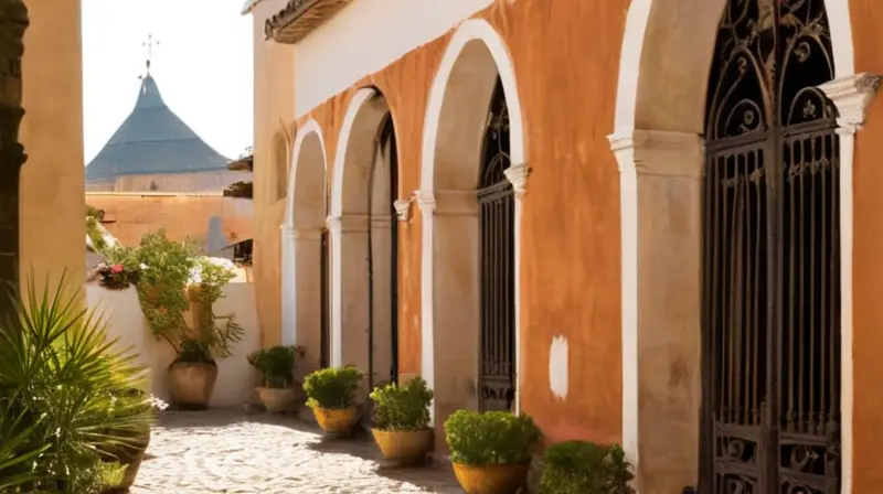 Un encantador pueblo con edificios impresionantes de arquitectura gótica rodeados por un paisaje campestre soleado